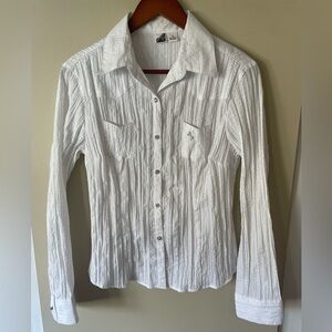 Cowgirl Up White Sparkle Button Up Western Shirt Size Medium